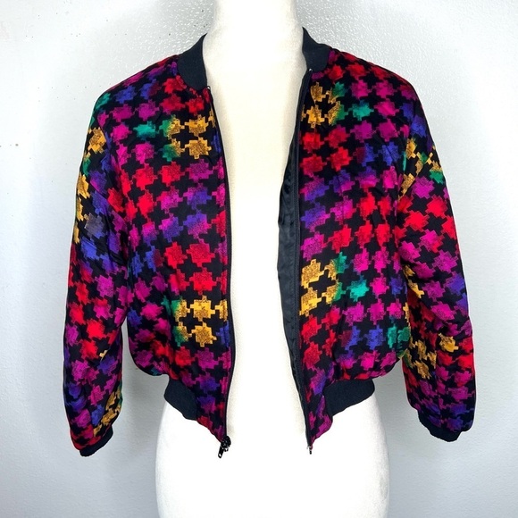VINTAGE Amy Byer Cropped Jacket Zip Up Bomber Size Medium 10 - 12 Vtg 1980s - Picture 1 of 8